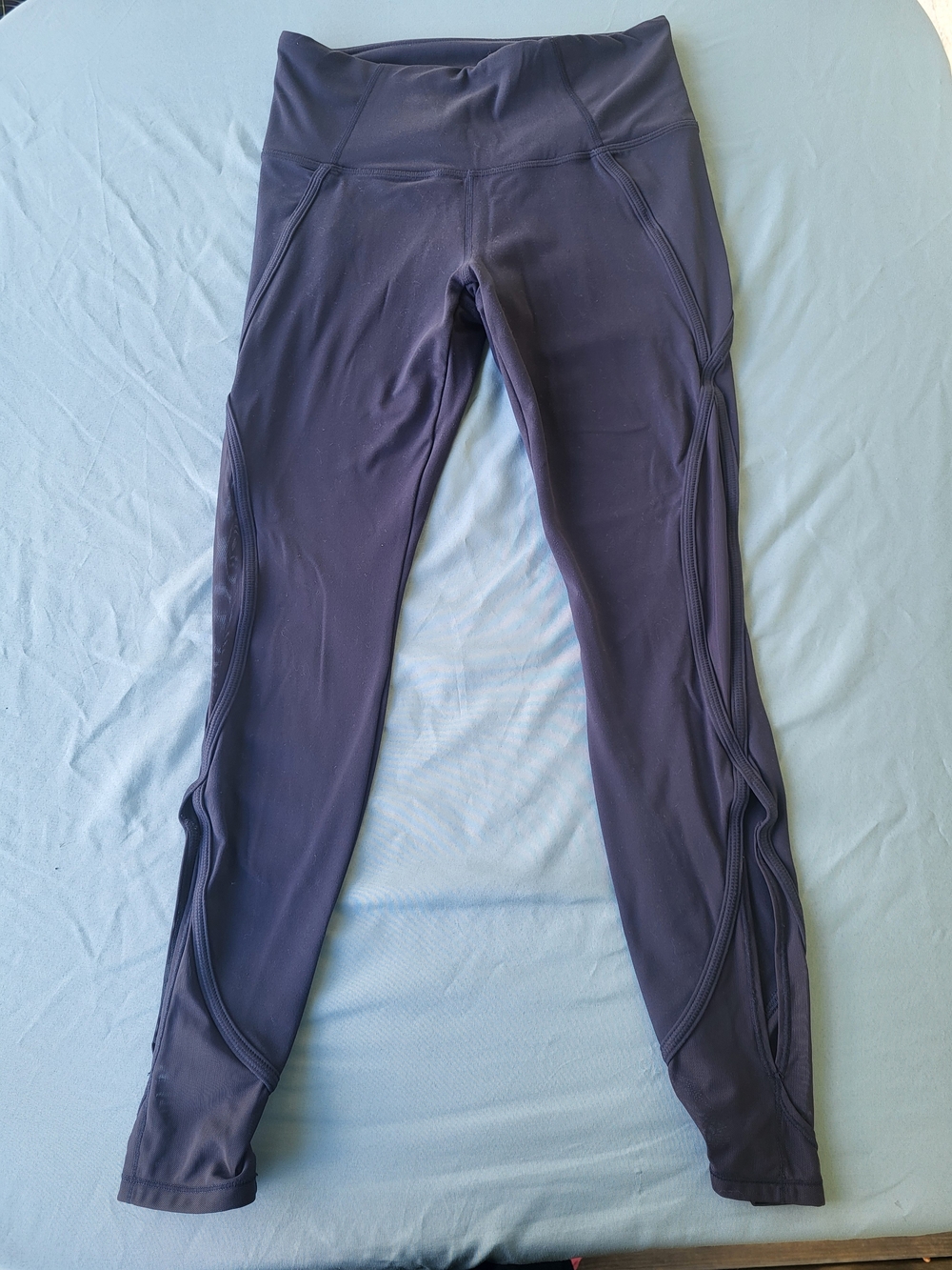 Athleta Navy Performance Leggings with Sculpting Seams